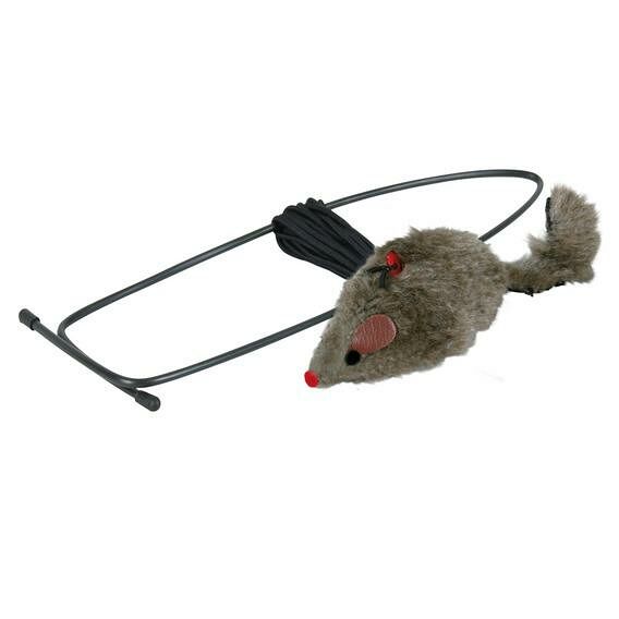 Игрушка для кошек TRIXIE Мышь на резинке, крепящаяся на дверной проем, 8см в ассортименте