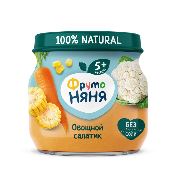 Пюре цветная капуста кукуруза морковь -овощной салатик 80г ДП ФрутоНяня