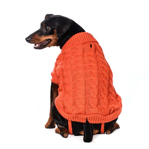 Свитер вязаный для собак 45см 2XL оранжевый (унисекс)