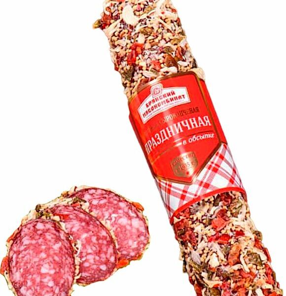 Колбаса сырокопченая Брянский мясокомбинат Праздничная в обсыпке 300 г