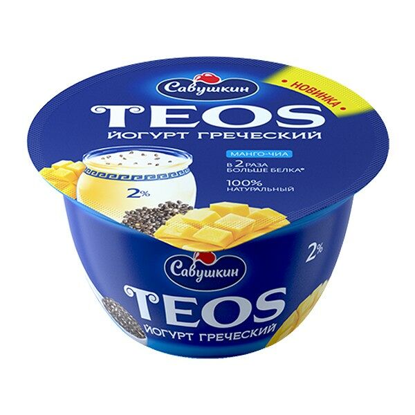 Йогурт греческий Teos Манго-чиа 2%