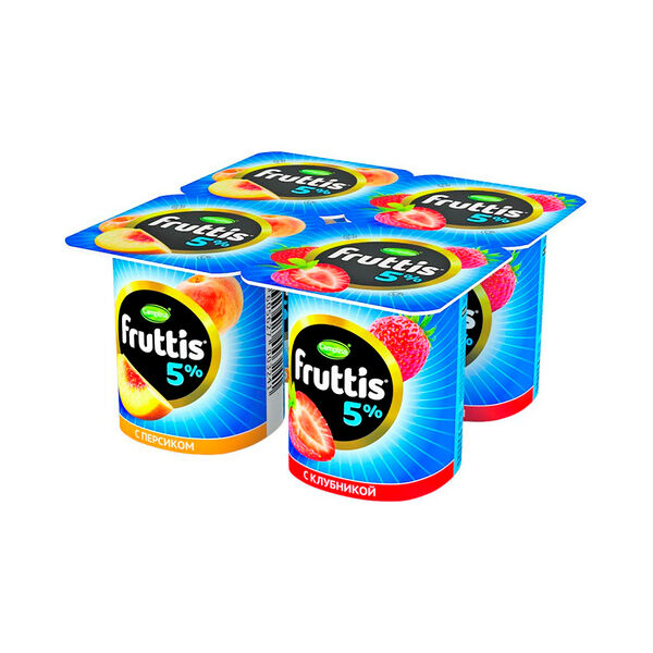 Йогуртный продукт Fruttis клубника-персик 5% БЗМЖ 115 г