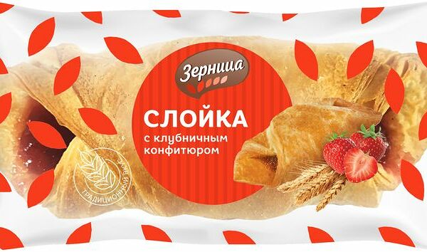 Слойка Зерница с клубничным конфитюром 85г