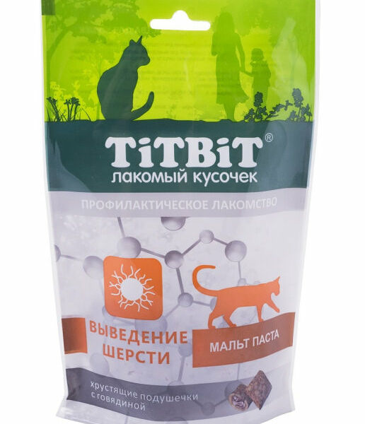 Лакомство для кошек TiTBiT подушечки с говядиной для выведения шерсти