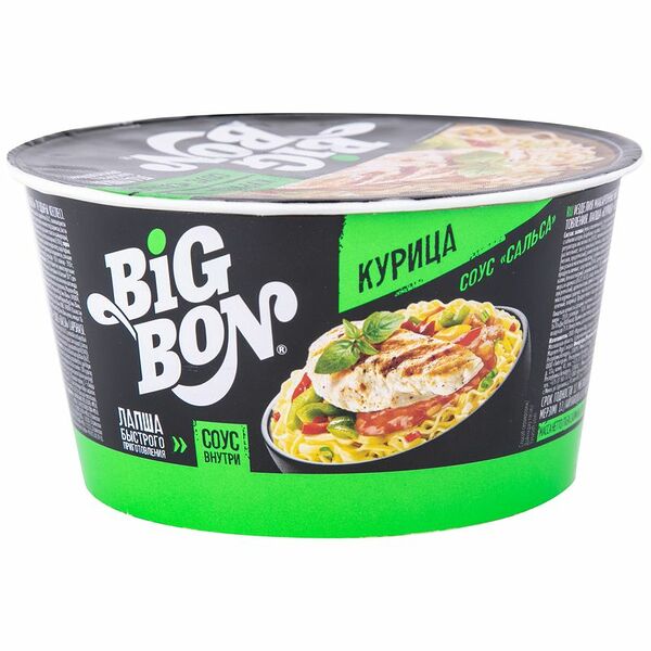 Лапша быстрого приготовления Big Bon со вкусом курицы и соусом Сальса  85 г