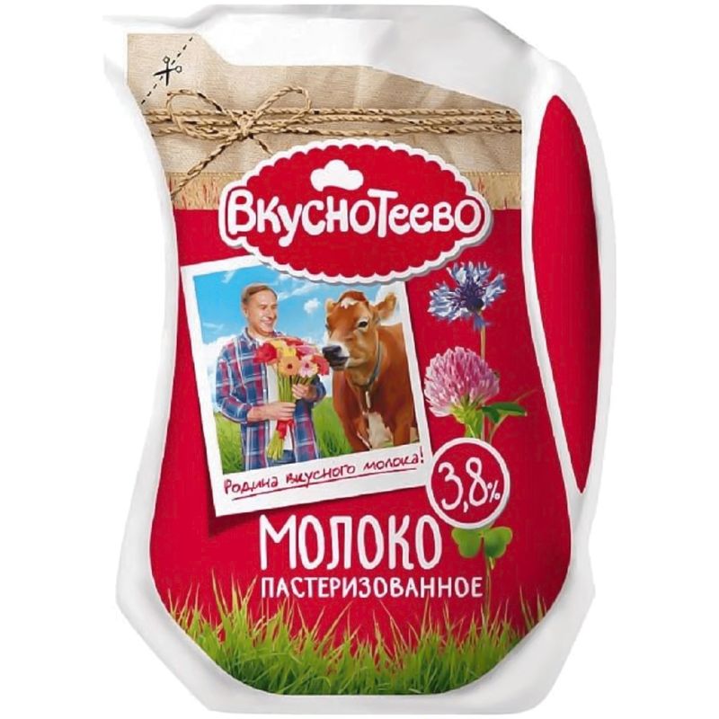 

Молоко Вкуснотеево пастеризованное, 3.8% 900 мл