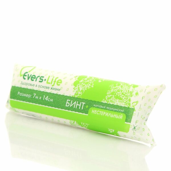 Бинт нестерильный марлевый медицинский 7 м х 14 см Evers Life (Эверс Лайф)
