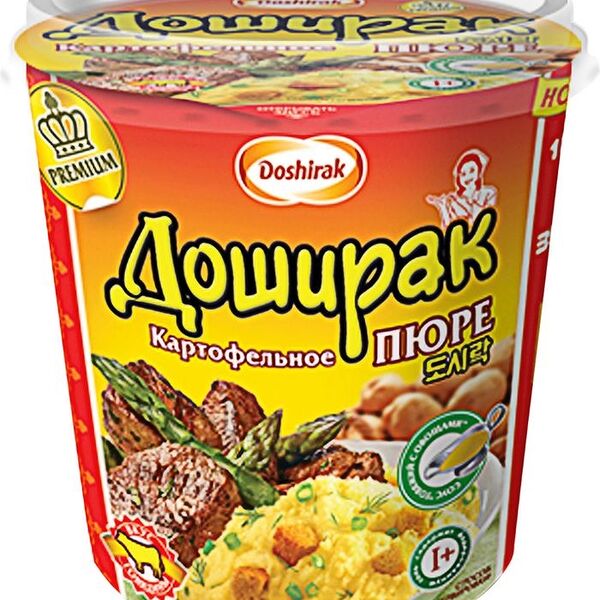 Пюре Доширак Премиум картофельное с соусом говяжим и с овощами 52г