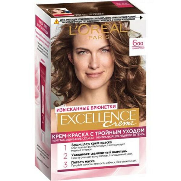 Крем-краска для волос Loreal Excellence, 600, темно-русый, 176 мл
