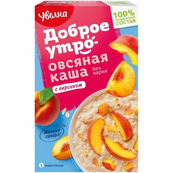 Каша овсяная Увелка с персиком, 5 шт х 40 г
