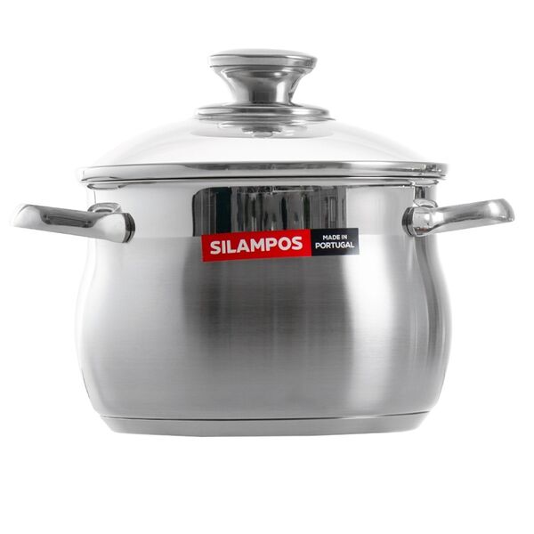 Кастрюля Silampos глубокая нерж.сталь со стеклянной крышкой 