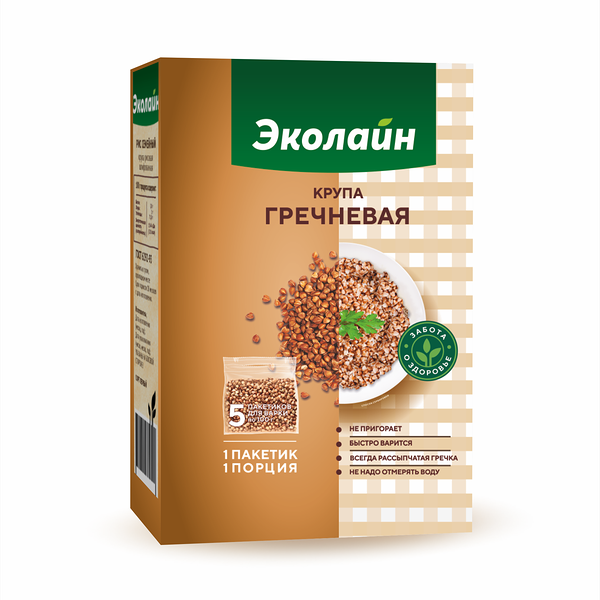 Крупа гречневая ЭКОЛАЙН быстрого приготов вес 5*100г
