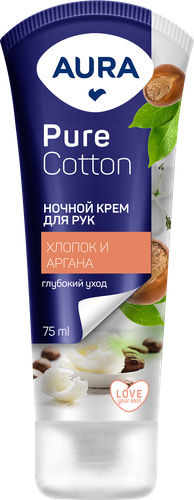 

Крем для рук Aura Pure Cotton Ночной хлопок и аргана, 75 мл