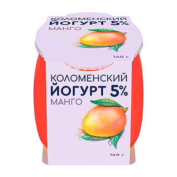 Йогурт «Манго» 5%, «Коломенский», 140 г, Россия, БЗМЖ