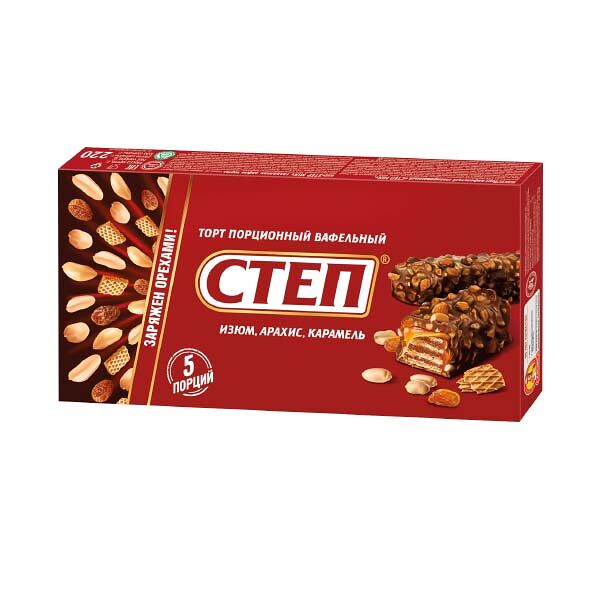Торт вафельный Степ Mix 200гр 5 порций Глазированный карт/уп