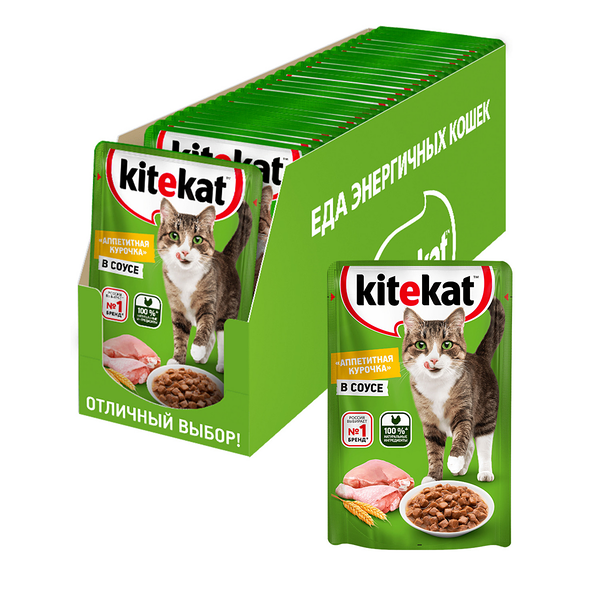 Корм для кошек KITEKAT курица в соусе пауч 85г (упаковка - 28 шт)