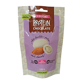 Драже Chikalab 25% Protein Миндаль в белом шоколаде (без сахара) 120 г, Россия
