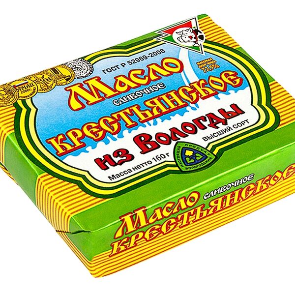 Масло сливочное из Вологды Крестьянское 72,5%