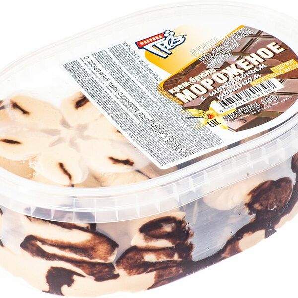 Мороженое Фабрика Грёз крем-брюле с шоколадным топингом, 400г