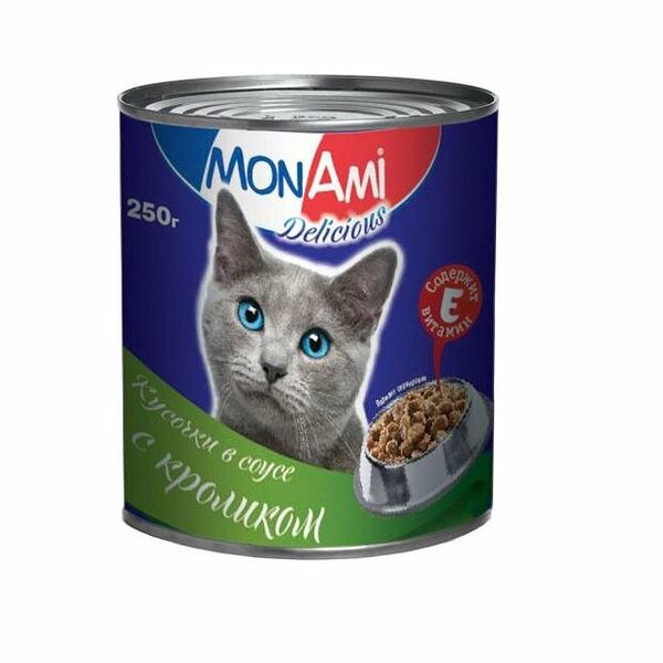 Влажный корм для кошек Монами кролик в соусе