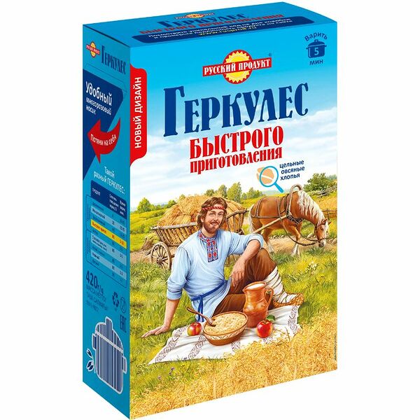 Хлопья овсяные Русский Продукт Геркулес быстрого приготовления, 420г