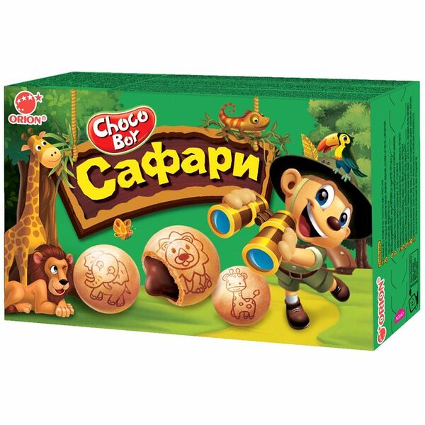 Печенье Orion Choco Boy Сафари затяжное с обогащающей добавкой, 42г