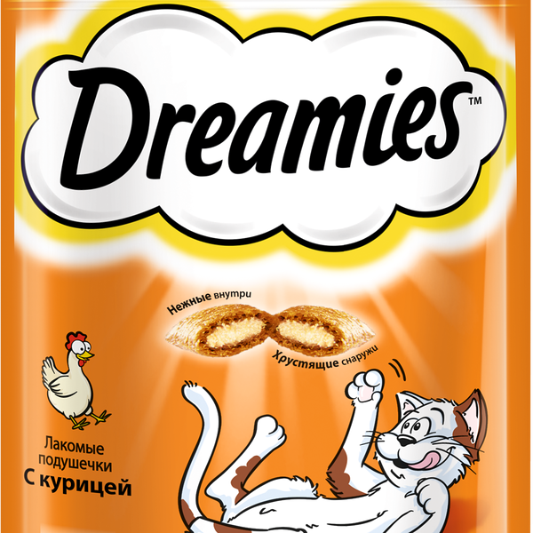Лакомство для кошек Dreamies подушечки с курицей 140 г