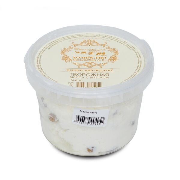 Масса творожная Хозяйство Васильевой А.В. с сахаром и изюмом 4.5% 350 г