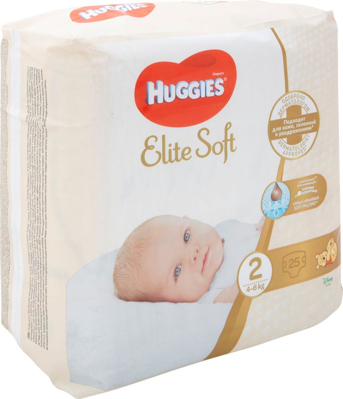 

Подгузники Huggies Elite Soft размер 2 4-6 кг 25 шт.