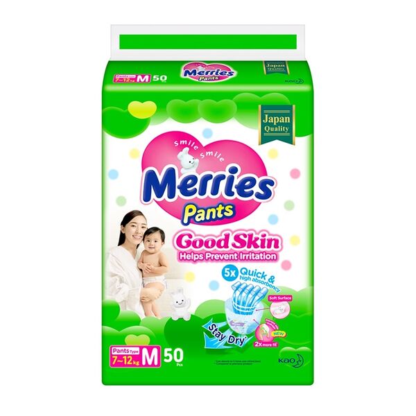 Подгузники-трусики Merries Good Skin M 7-12 кг, 50 шт