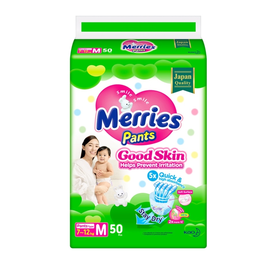

Подгузники-трусики Merries Good Skin р.M 7-12 кг, 50 шт