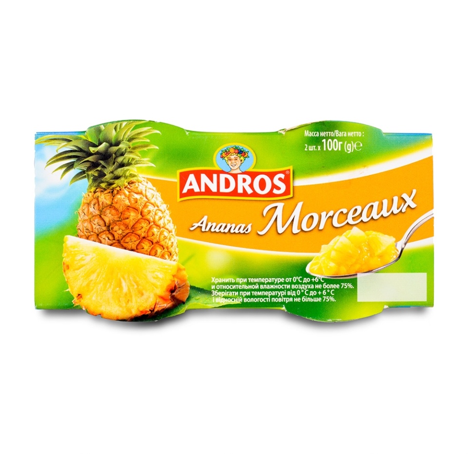 

Десерт фруктовый Andros Morceaux с кусочками ананаса 2 шт. х 100 г