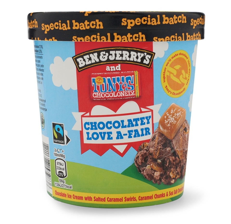 

Мороженое Choco Love A-Fair шоколадное с завитками солёной карамели, с кусочками карамели и помадки с морской солью, Ben&Jerry's 408 г