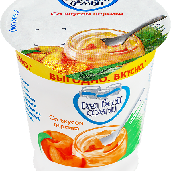 Продукт йогуртный ДЛЯ ВСЕЙ СЕМЬИ Персик 1%, без змж, 290г