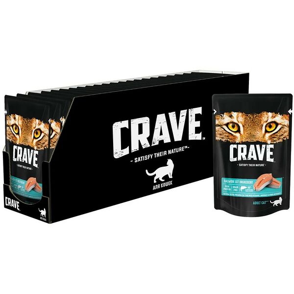 Корм для кошек CRAVE Лосось пауч 70г (упаковка - 30 шт)