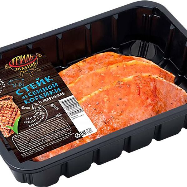 Стейк из свиной корейки Грильмания в маринаде охлажденный
