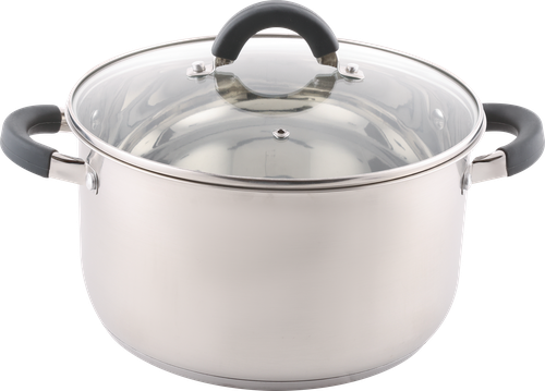 

Кастрюля HOMECLUB Comfort, с силиконовыми ручками, нержавеющая сталь, индукция, 5.8л