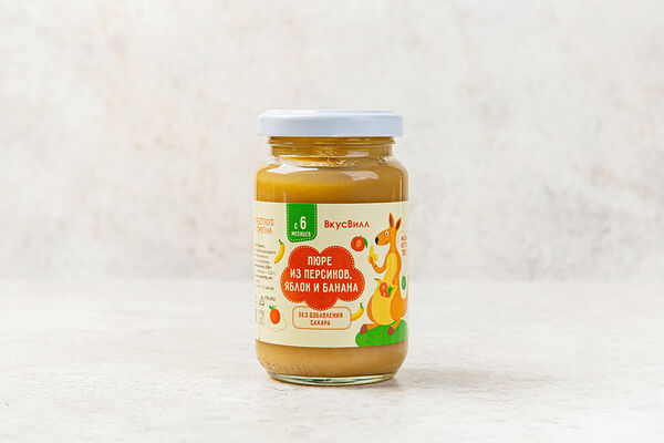 Пюре из персиков, яблок и банана