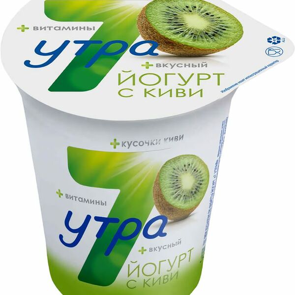Йогурт 7 Утра двухслойный с киви 2.5%, 350 г