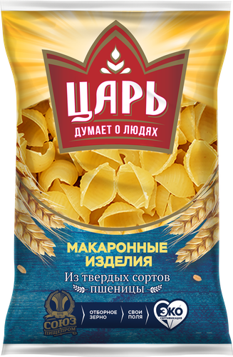 

Макароны ЦАРЬ Ракушка большая, группа А высший сорт, 450г