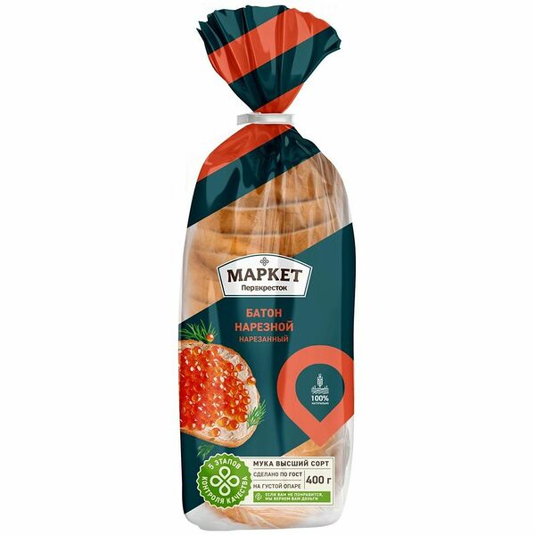 Батон Нарезной нарезка Маркет Перекрёсток, 400г