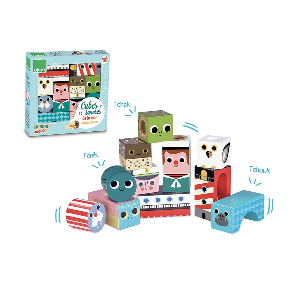 

Кубики Vilac Море деревянные разноцветные со звуками