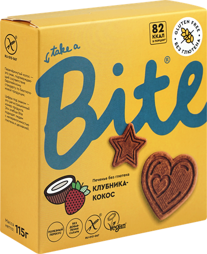 

Печенье безглютеновое Take a Bite Клубника-кокос 115 г