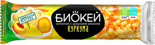 

Злаковый батончик куркума абрикос цельные злаки Биокей, 25 г