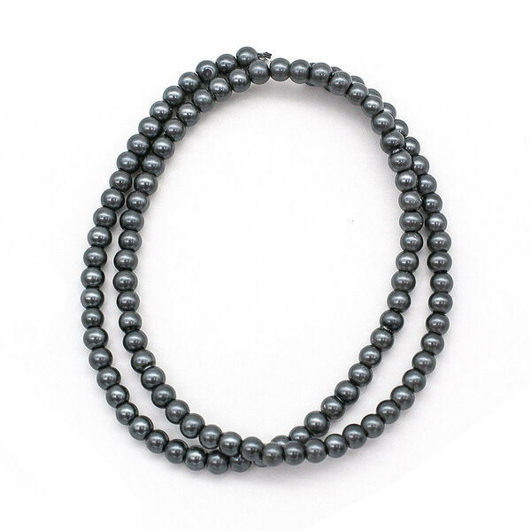 Бусины стеклянные на нитке, 4 мм, длина 40см(SB-27 графит)