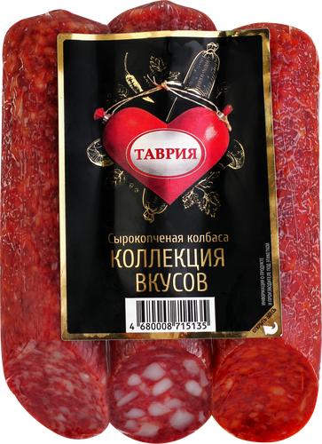 

Колбаса сырокопченая Таврия Коллекция вкусов набор полусухой колбасы вес