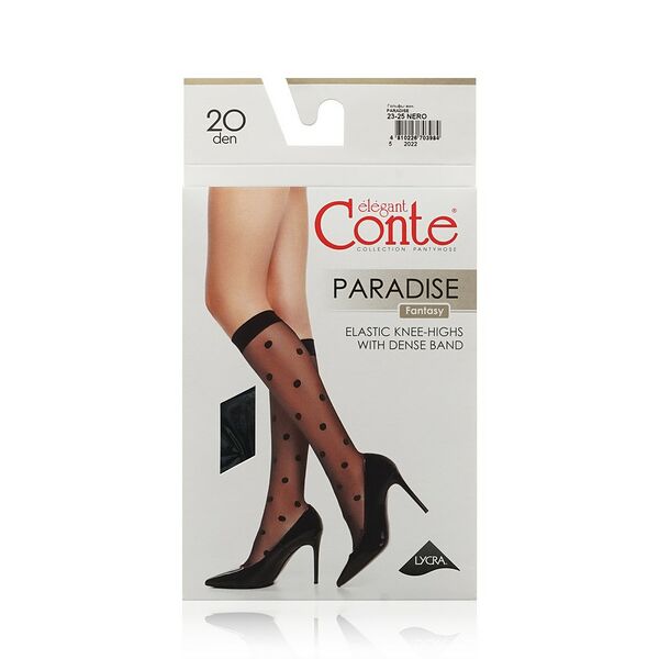 Женские гольфы с рисунком Conte Paradise 20den Nero р.36-39