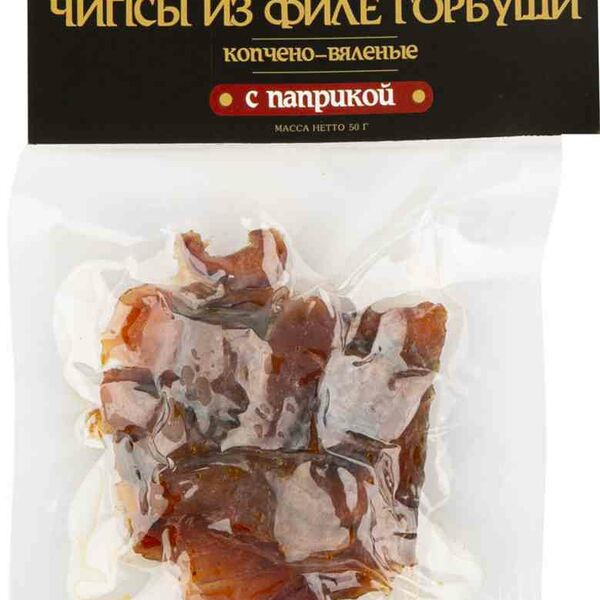 Чипсы из филе горбуши Афанасий с паприкой копчёно-вяленые