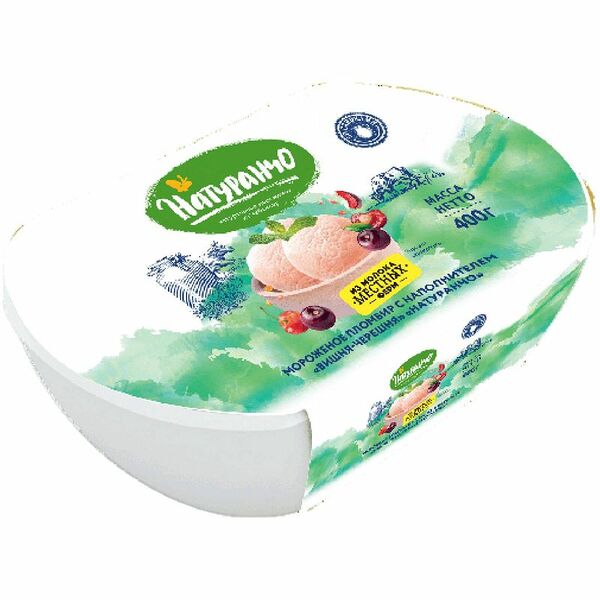 Мороженое Волга айс Натуранчо пломбир вишня-черешня, 12% 400 г
