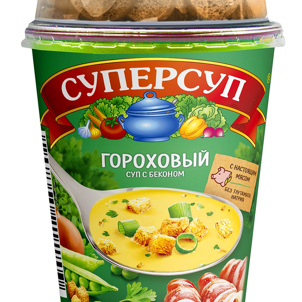 Суп гороховый Суперсуп с беконом и гренками